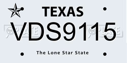 VDS9115 Texas License Plate