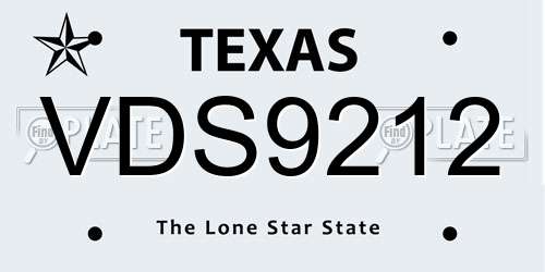 VDS9212 Texas License Plate