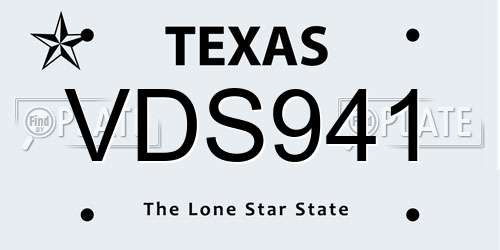 VDS941 Texas License Plate