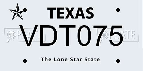 VDT075 Texas License Plate