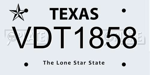 VDT1858 Texas License Plate