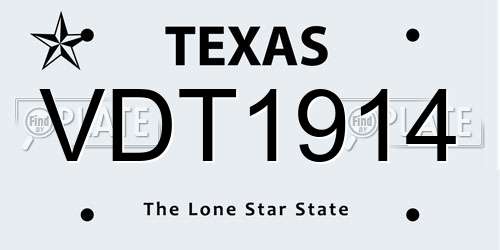 VDT1914 Texas License Plate