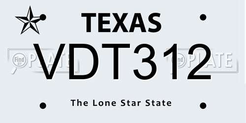 VDT312 Texas License Plate