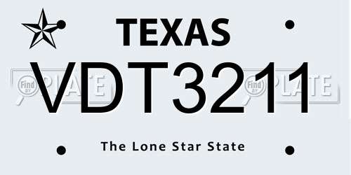 VDT3211 Texas License Plate