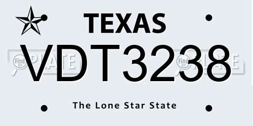 VDT3238 Texas License Plate