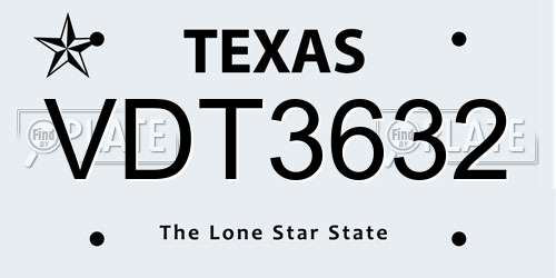 VDT3632 Texas License Plate