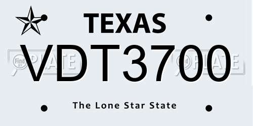 VDT3700 Texas License Plate