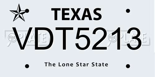 VDT5213 Texas License Plate