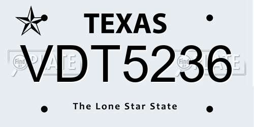 VDT5236 Texas License Plate