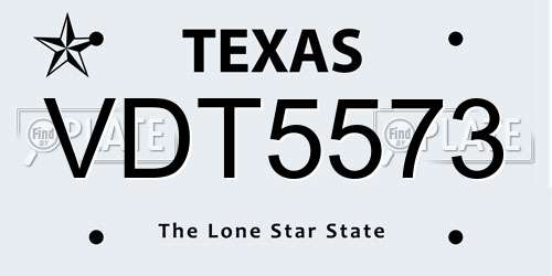 VDT5573 Texas License Plate