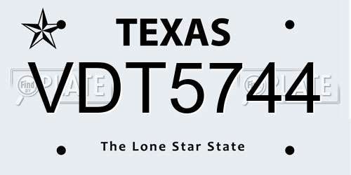 VDT5744 Texas License Plate