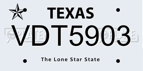 VDT5903 Texas License Plate