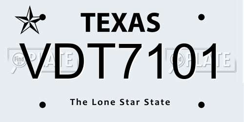 VDT7101 Texas License Plate