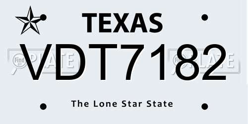 VDT7182 Texas License Plate