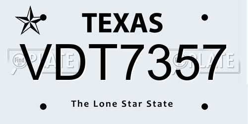 VDT7357 Texas License Plate