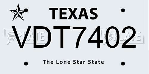 VDT7402 Texas License Plate