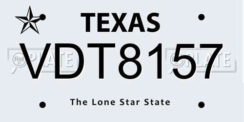VDT8157 Texas License Plate
