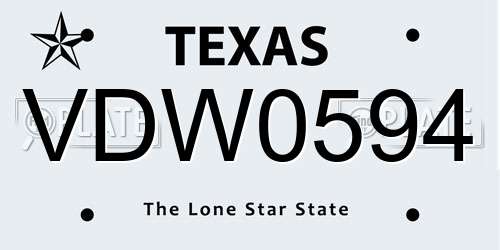 VDW0594 Texas License Plate