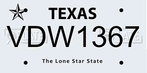 VDW1367 Texas License Plate