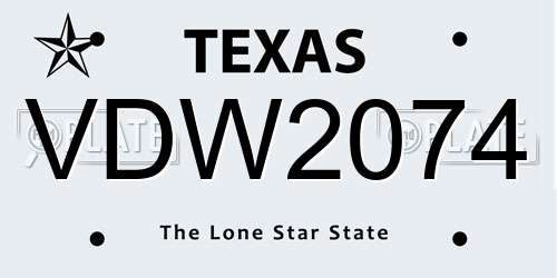 VDW2074 Texas License Plate