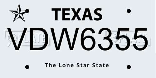 VDW6355 Texas License Plate