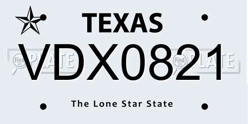 VDX0821 Texas License Plate