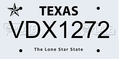 VDX1272 Texas License Plate