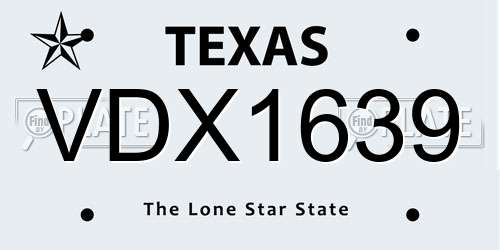 VDX1639 Texas License Plate