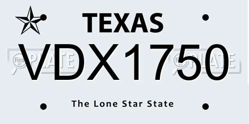VDX1750 Texas License Plate