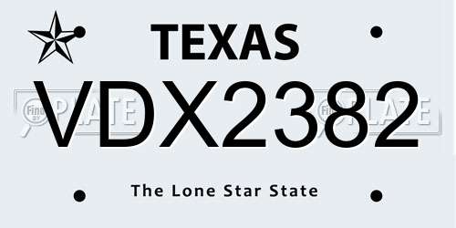 VDX2382 Texas License Plate