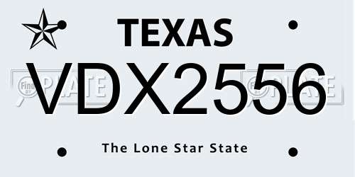 VDX2556 Texas License Plate