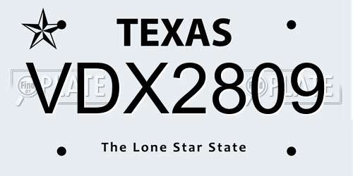 VDX2809 Texas License Plate