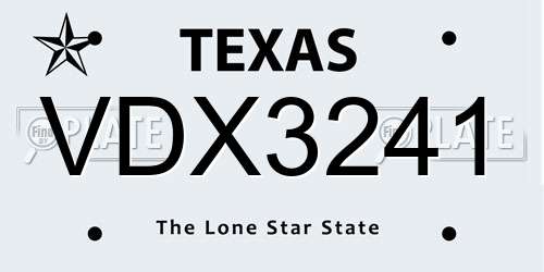 VDX3241 Texas License Plate