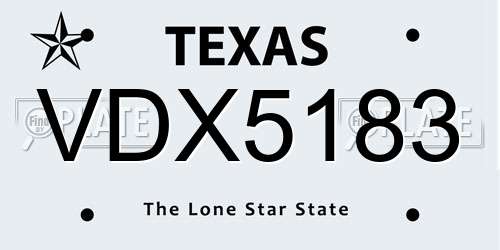 VDX5183 Texas License Plate