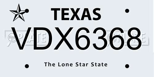 VDX6368 Texas License Plate