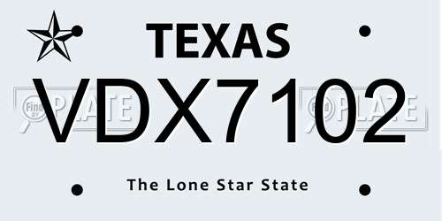 VDX7102 Texas License Plate