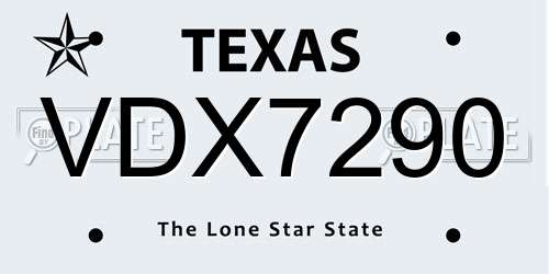 VDX7290 Texas License Plate