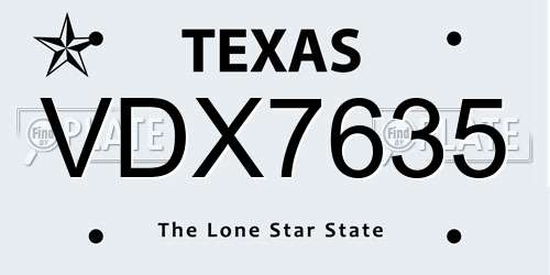 VDX7635 Texas License Plate
