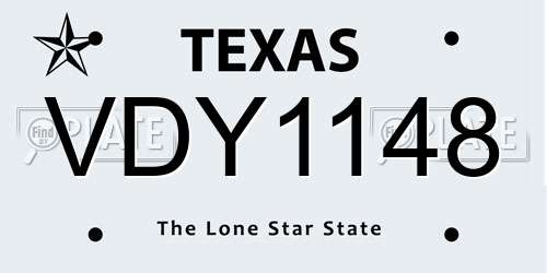 VDY1148 Texas License Plate