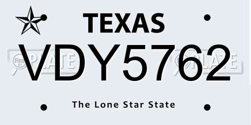 VDY5762 Texas License Plate