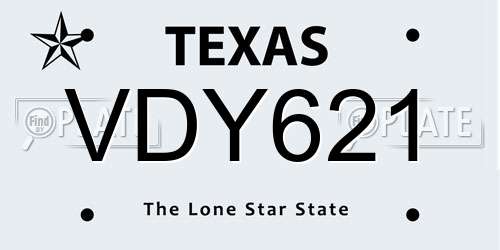 VDY621 Texas License Plate