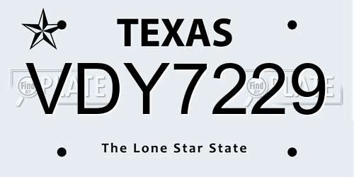 VDY7229 Texas License Plate