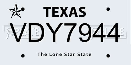VDY7944 Texas License Plate