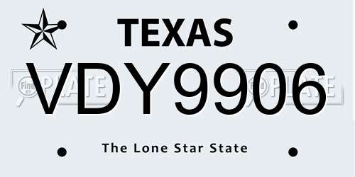 VDY9906 Texas License Plate