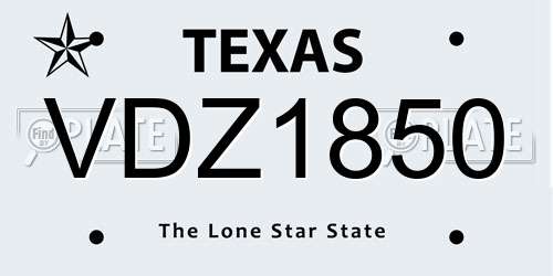 VDZ1850 Texas License Plate