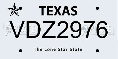 VDZ2976 Texas License Plate
