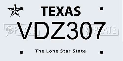 VDZ307 Texas License Plate