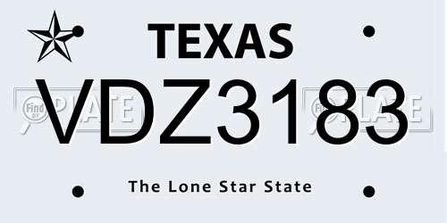VDZ3183 Texas License Plate