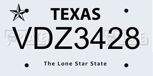 VDZ3428 Texas License Plate