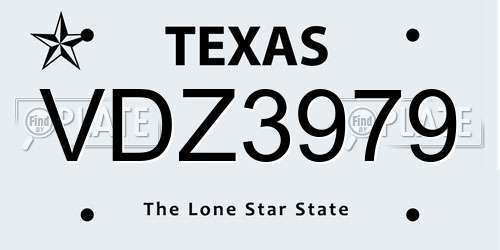VDZ3979 Texas License Plate
